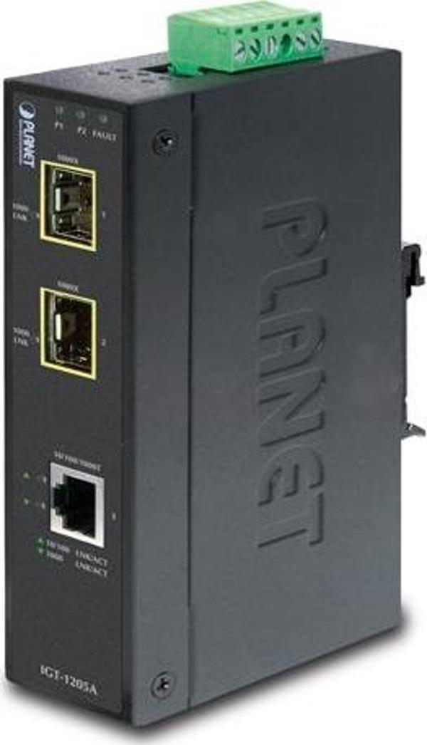 Endüstriyel Tip Media Converter&lt;br&gt;1-port 10/100/1000T &lt;-&gt; 2-port 1000Base-SX/LX/BX SFP/ - Image 1
