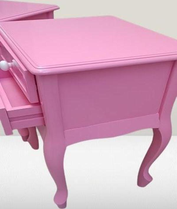 Komodin 2 Adet 90358 Klasik Kayın Aslan Ayak Parlak Pembe Lake Çift Çekmece El Yapım - Image 1