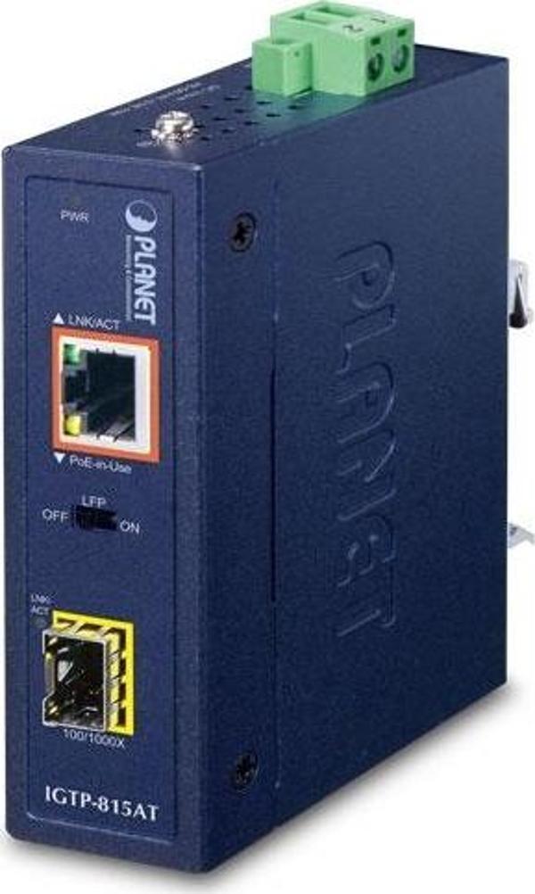 Industrial Compact 100/1000BASE-X to 10/100/1000BASE-T 802.3at PoE+ Media Converter - Image 1