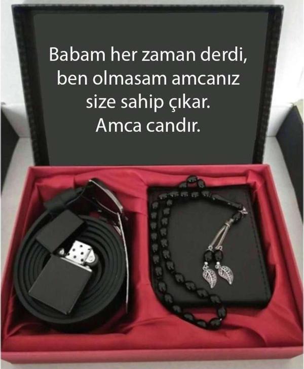 Alsepeteavm Amca 'ya Hediye Cüzdan, Kemer, Tespih, Çakmak Seti - Image 1