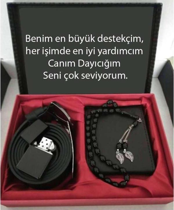 Alsepeteavm Dayı 'ya Hediye Cüzdan, Kemer, Tespih, Çakmak Seti - Image 1