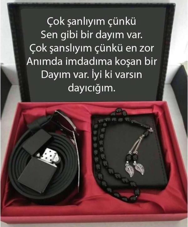 Alsepeteavm Dayı 'ya Hediye Cüzdan, Kemer, Tespih, Çakmak Seti - Image 1