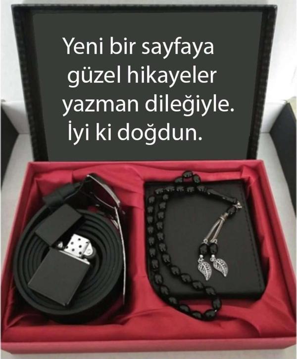 Alsepeteavm Doğum Günü Hediyesi Cüzdan, Kemer, Tespih, Çakmak Seti - Image 1