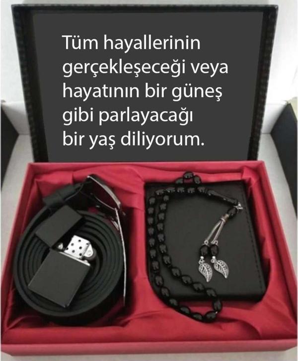 Alsepeteavm Doğum Günü Hediyesi Cüzdan, Kemer, Tespih, Çakmak Seti - Image 1