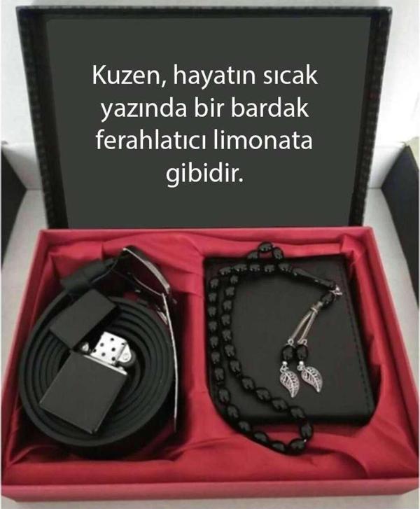 Alsepeteavm Kuzen 'e Hediye Cüzdan, Kemer, Tespih, Çakmak Seti - Image 1
