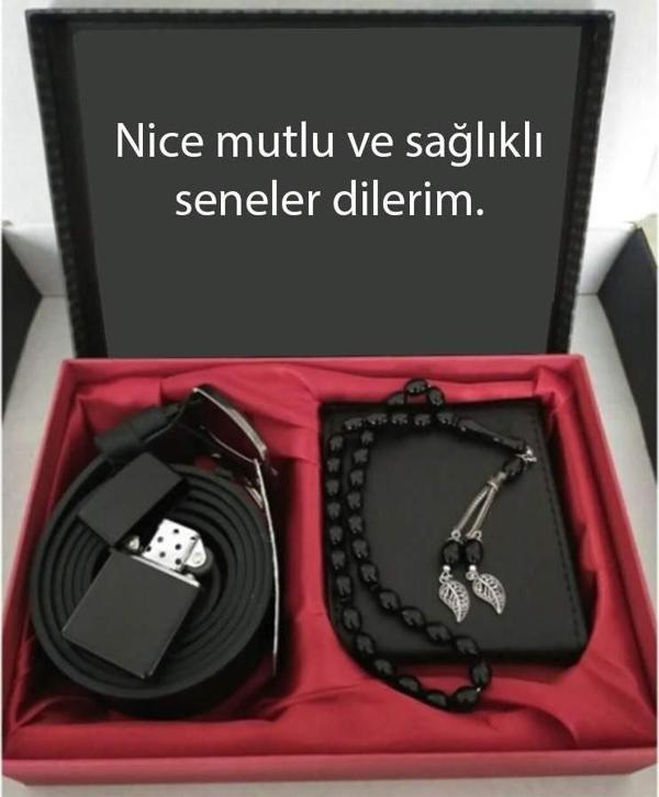 Yeni Yıl Hediyesi Cüzdan, Kemer, Tespih, Çakmak Seti DG5 - Image 1