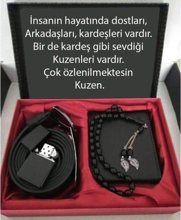 Alsepeteavm Kuzen 'e Hediye Cüzdan, Kemer, Tespih, Çakmak Seti - Image 1