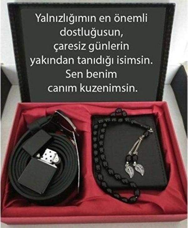 Alsepeteavm Kuzen 'e Hediye Cüzdan, Kemer, Tespih, Çakmak Seti DG20 - Image 1