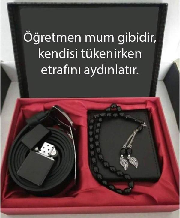 Alsepeteavm Öğretmenler Günü Hediye Cüzdan, Kemer, Tespih, Çakmak - Image 1