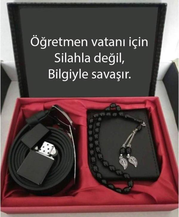 Alsepeteavm Öğretmenler Günü Hediye Cüzdan, Kemer, Tespih, Çakmak - Image 1