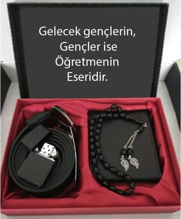 Alsepeteavm Öğretmenler Günü Hediye Cüzdan, Kemer, Tespih, Çakmak - Image 1