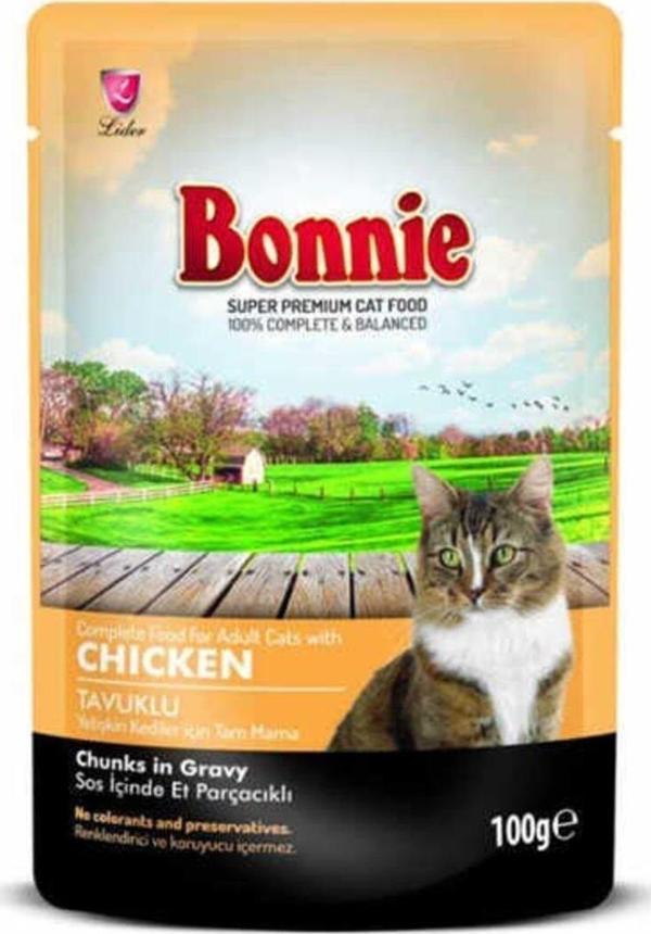 Bonnie Tavuklu Pouch Gravy Yetişkin Kedi Konserve Maması 85gr - Image 1