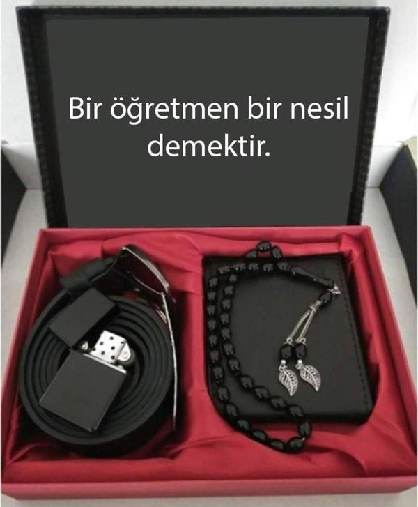 Alsepeteavm Öğretmenler Günü Hediye Cüzdan, Kemer, Tespih, Çakmak - Image 1