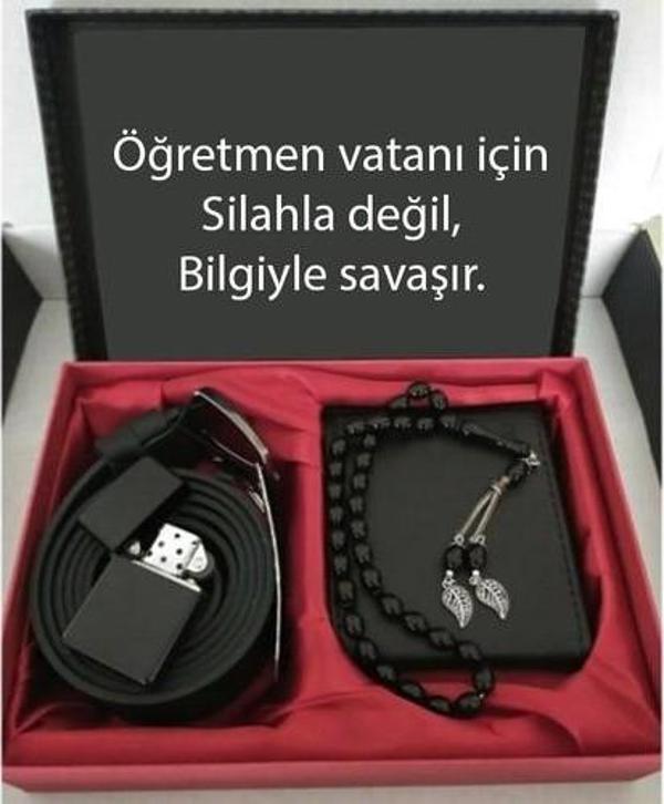 Alsepeteavm Öğretmenler Günü Hediye Cüzdan, Kemer, Tespih, Çakmak Seti DG23 - Image 1