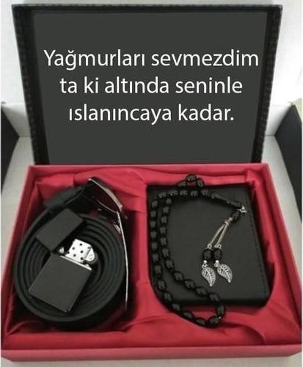 Alsepeteavm Sevgiliye Özel Hediye Cüzdan, Kemer, Tespih, Çakmak Seti DG28 - Image 1