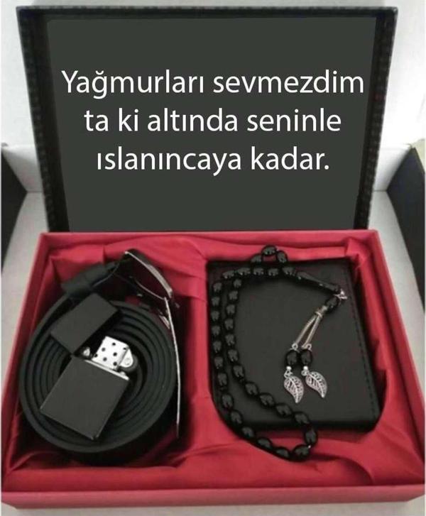 Alsepeteavm Sevgiliye Özel Hediye Cüzdan, Kemer, Tespih, Çakmak Seti DG28 - Image 1