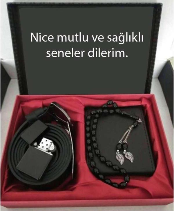 Alsepeteavm Yeni Yıl Hediyesi Cüzdan, Kemer, Tespih, Çakmak Seti - Image 1
