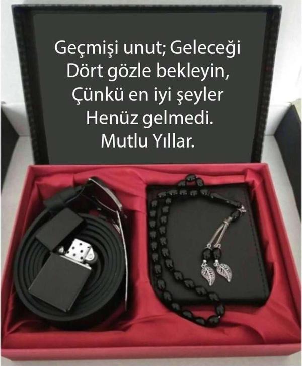 Alsepeteavm Yeni Yıl Özel Hediye Cüzdan, Kemer, Tespih, Çakmak Seti DG30 - Image 1