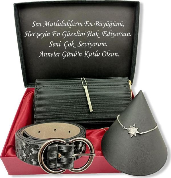 ANNELER GÜNÜNE KİŞİYE ÖZEL SET Cüzdan, Kemer, Bileklik, Kolye Özel Kutulu Set - Image 1