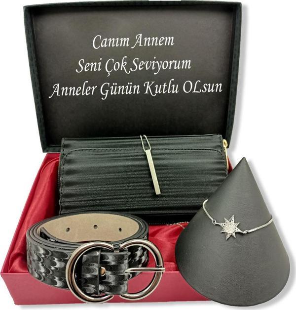 ANNELER GÜNÜNE KİŞİYE ÖZEL SET Cüzdan, Kemer, Bileklik, Kolye Özel Kutulu Set - Image 1