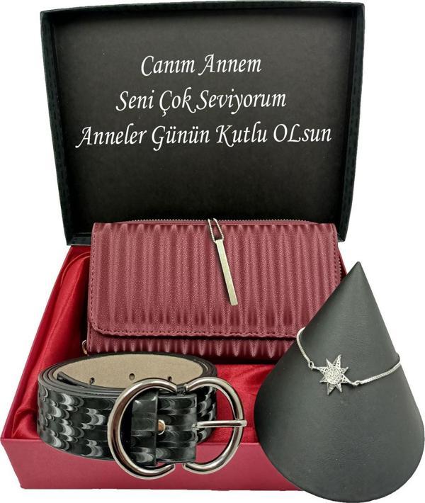 ANNELER GÜNÜNE KİŞİYE ÖZEL SET Cüzdan, Kemer, Bileklik, Kolye Özel Kutulu Set - Image 1