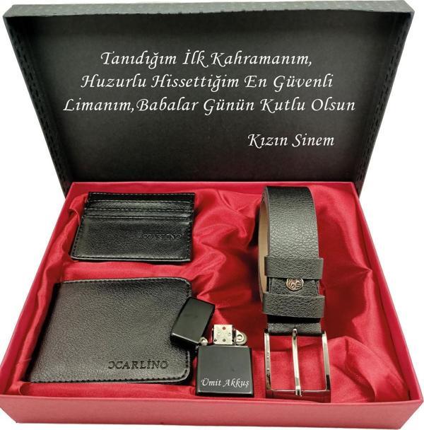 BABALAR GÜNÜNE KİŞİYE ÖZEL SET kemer, cüzdan, kartlık, çakmak kutulu set - Image 1