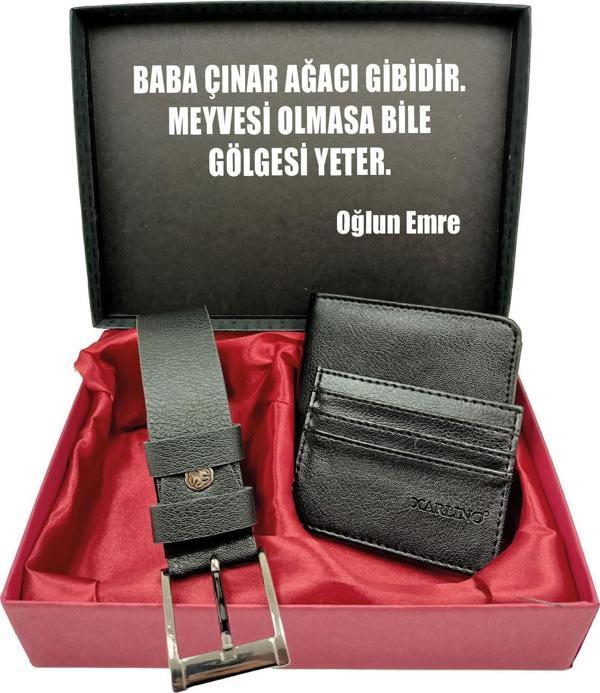 BABALAR GÜNÜNE KİŞİYE ÖZEL SET kemer, cüzdan, kartlık, kutulu set - Image 1