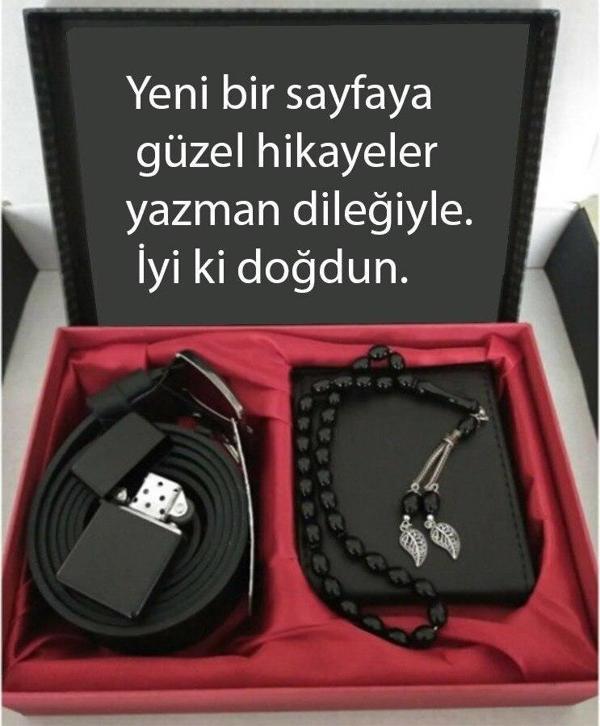 Doğum Günü Hediyesi Cüzdan, Kemer, Tespih, Çakmak Seti DG1 - Image 1