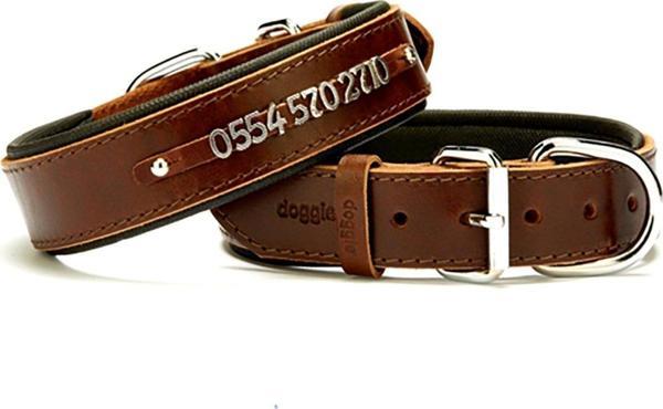 Doggie Konfor Deri İsimlikli Boyun Tasması 3,5X47-55Cm Kahverengi - Image 1