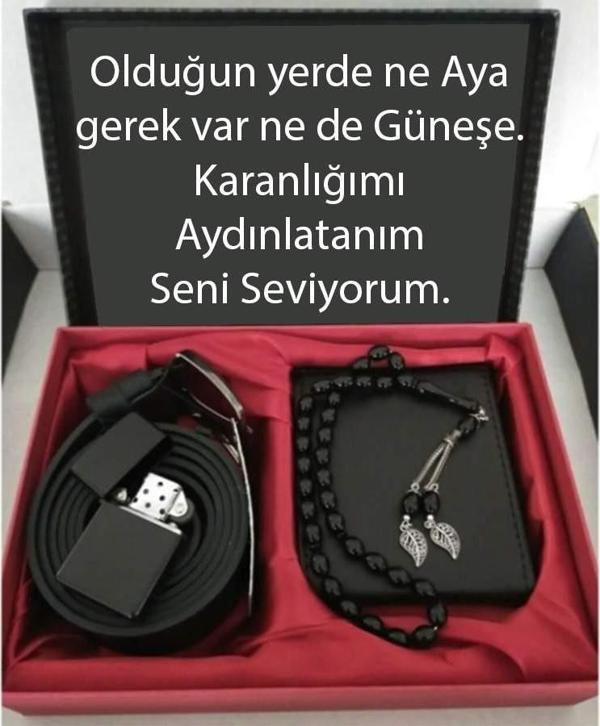Sevgililer Günü Hediye Cüzdan, Kemer, Tespih, Çakmak Seti DG26 - Image 1