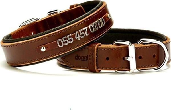Doggie Yumuşak Dokulu Isimlikli Köpek Boyun Tasması Kahve Sbt-3014 - Image 1