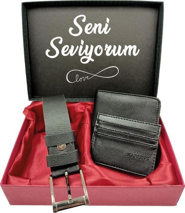 SEVGİLİLER GÜNÜNE KİŞİYE ÖZEL SET kemer, cüzdan, kartlık, özel kutulu set - Image 1