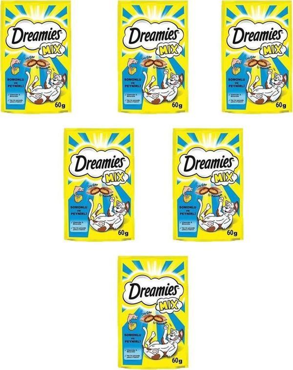 Dreamies Kedi Ödülü Mix Somonlu Peynirli 60 Gr x 6  - Image 1