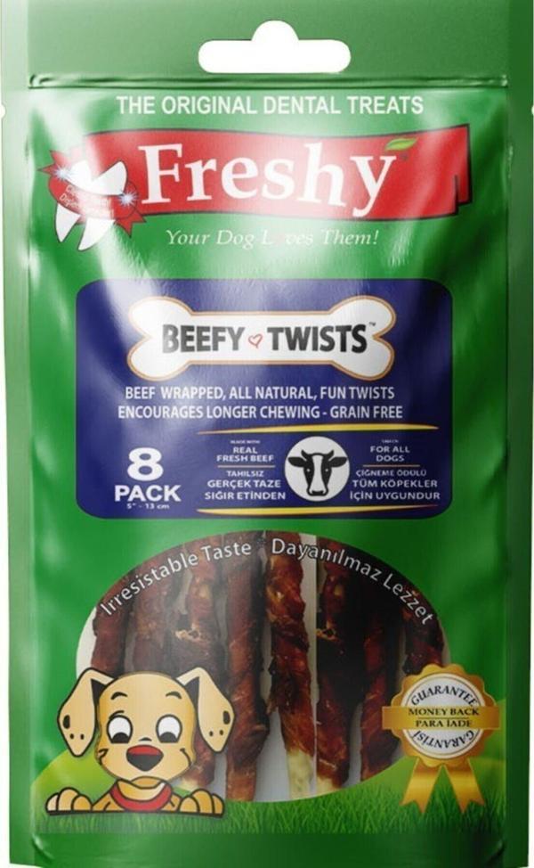 Freshy Beefy Twists Sığır Etli Burgu Çubuk Köpek Ödülü 13 Cm 8'li 75 G - Image 1