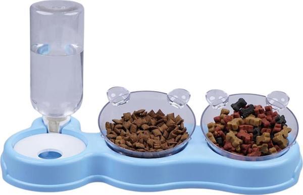Glipet Çift Hazneli- 3' lü Beslenme Mama ve Su Kabı Bebemavi 500 ml 36*21*16 cm - Image 1