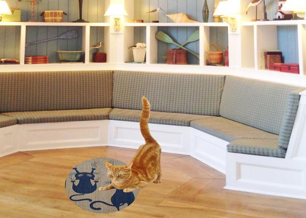 Glipet Desenli Çift Taraflı Kedi Tırmalama Paspası  Yuvarlak Twoblue 36*36 cm - Image 1