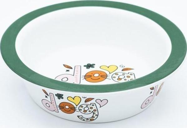 Glipet Seramik Köpek Mama Ve Su Kabı Yeşil Dog 20x5cm - Image 1