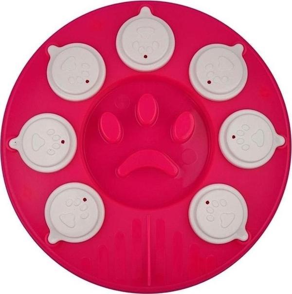 Kedi Köpek Bulmacası ve Yavaş Yeme Mama kabı Neonfuşya-Beyaz - Image 1