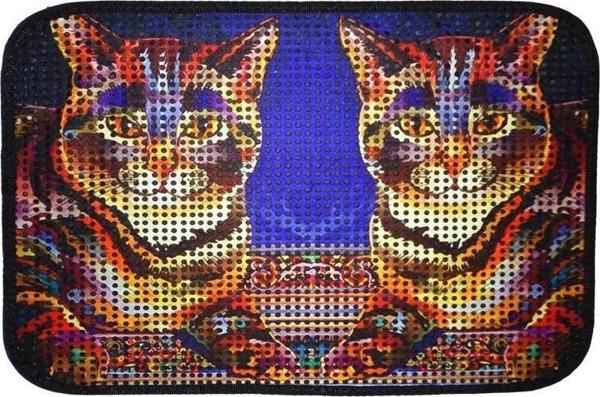 Miapet Elekli Desenli Kedi Tuvalet Önü Paspası 60 x 45 cm İkiz Kaplan - Image 1