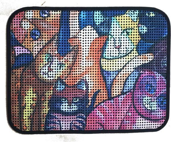 Miapet Elekli Desenli Kedi Tuvalet Önü Paspası 60 x 45 cm Kedi Suratlar - Image 1