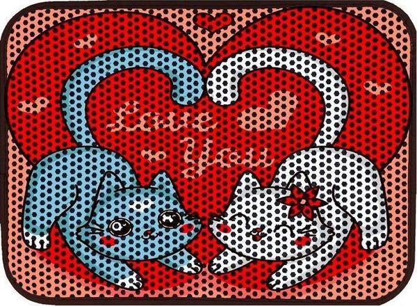 Miapet Elekli Desenli Kedi Tuvalet Önü Paspası 60 x 45 cm Love You - Image 1
