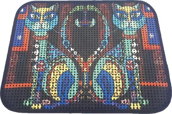 Miapet Elekli Desenli Kedi Tuvalet Önü Paspası 60 x 45 cm Renkli Kedi - Image 1