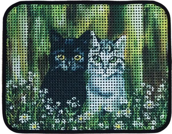 Miapet Elekli Desenli Kedi Tuvalet Önü Paspası 60 x 45 cm Siyah-Beyaz Kediler - Image 1