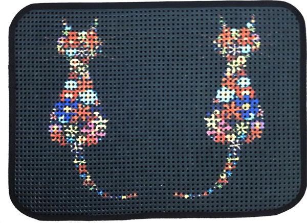 Miapet Elekli Desenli Kedi Tuvalet Önü Paspası 60 x 45 cm Ters Kediler - Image 1