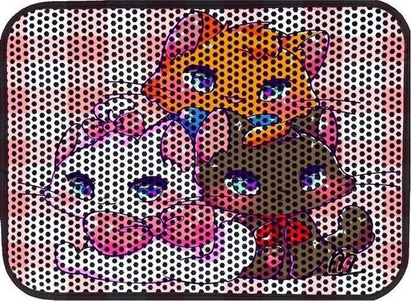 Miapet Elekli Desenli Kedi Tuvalet Önü Paspası 60 x 45 cm Three Colour - Image 1