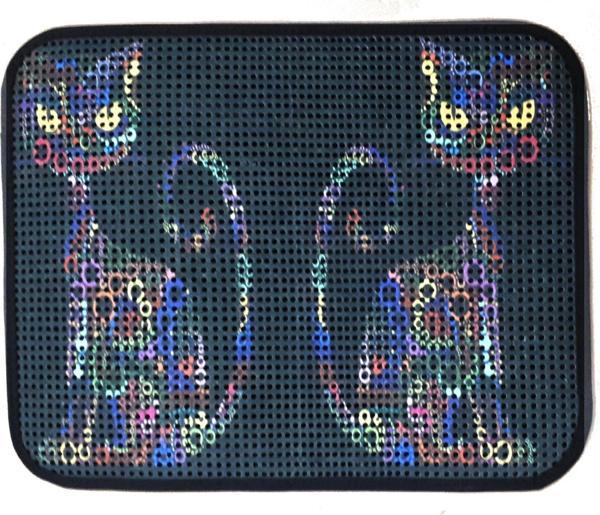 Miapet Elekli Desenli Kedi Tuvalet Önü Paspası 60 x 45 cm Yan Kediler - Image 1