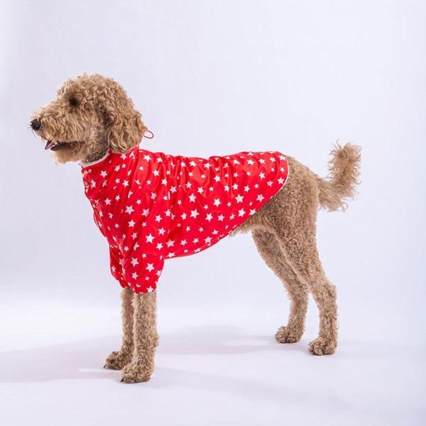 Pawstar  Kırmızı Stars Orta ve Büyük Irk Köpek Montu Köpek Yağmurluk Köpek Elbisesi Köpek Kıyafeti - 6XL - Image 1