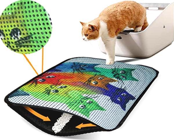 Miapet Elekli Desenli Kedi Tuvalet Önü Paspası 60 x 45 cm Yedi Kedi - Image 1