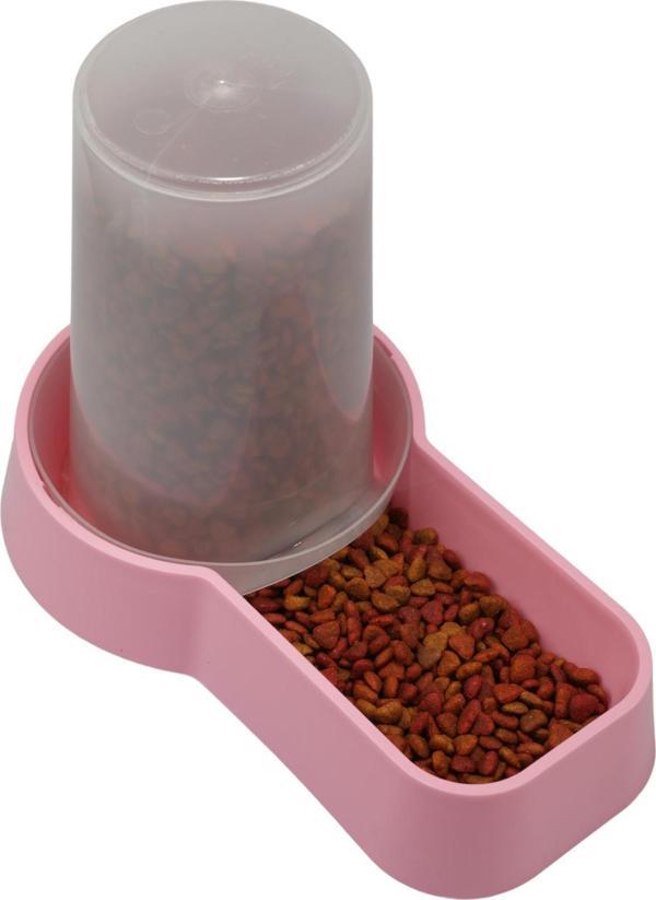 Miapet Hazneli Plastik Kedi-Köpek Mama ve Su Kabı 1,5 Lt Kare Pembe - Image 1