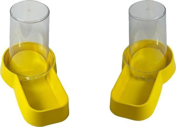 Miapet Hazneli Plastik Kedi-Köpek Mama ve Su Kabı 1,5 Lt Kare Sarı 2 Adet - Image 1